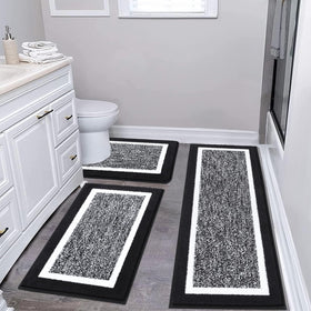 Pauwer bathroom rug set with soft microfiber plush for comfort underfoot.