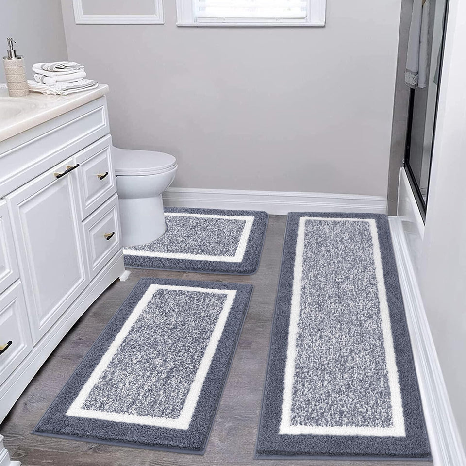 Pauwer bathroom rug set soft feel for plush underfoot and comfort