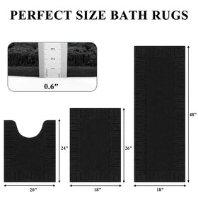 Pauwer U-shaped toilet mat with black set emphasizes non-slip stability