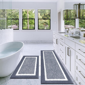 Pauwer 2-piece mats absorb moisture quickly, keeping bathroom floors dry and inviting.