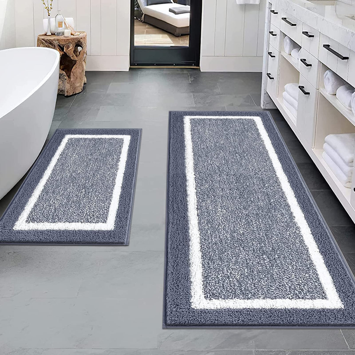 Pauwer bathroom rug set shows ultra-soft texture for cozy feet after showers.