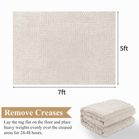 Pauwer beige solid color rug enhances a serene bedroom