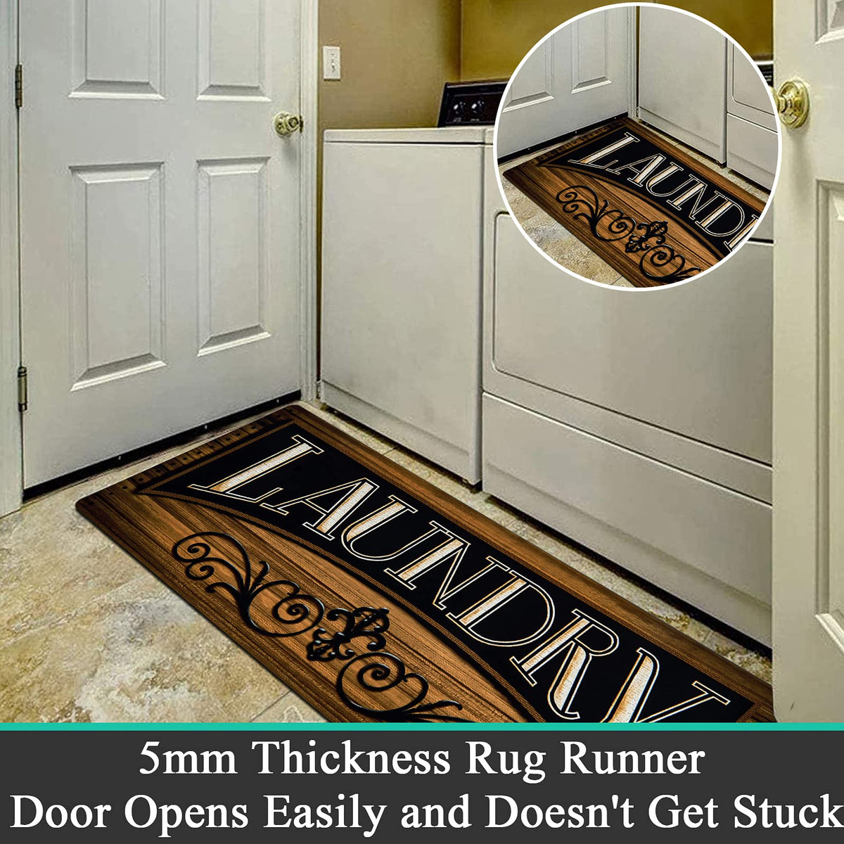 Pauwer doorway hallway rug fits under doors and bounds traffic