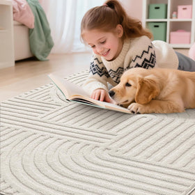 Pauwer neutral beige rug complements boho and modern interiors