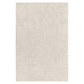 Pauwer soft-beige rug ideal for pairing with hardwood and tile flooring.