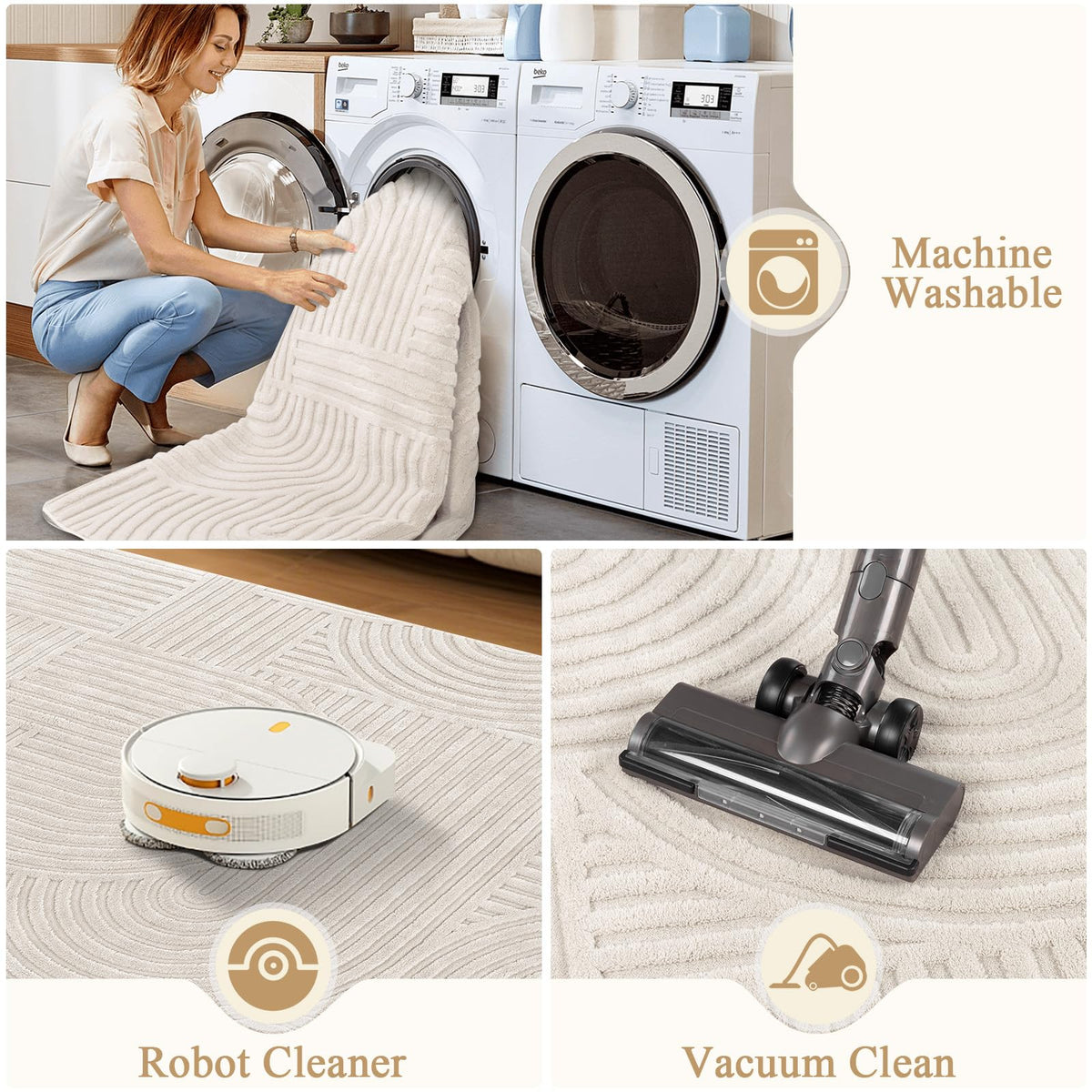Pauwer machine-washable rug ready for busy households