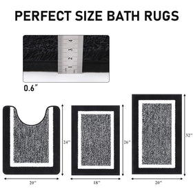Pauwer versatile bathroom rug set suitable for tub and vanity areas.