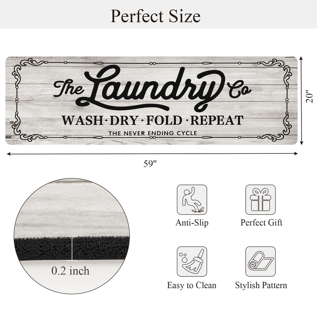 Pauwer waterproof rug with easy-clean surface for spills in laundry or kitchen.