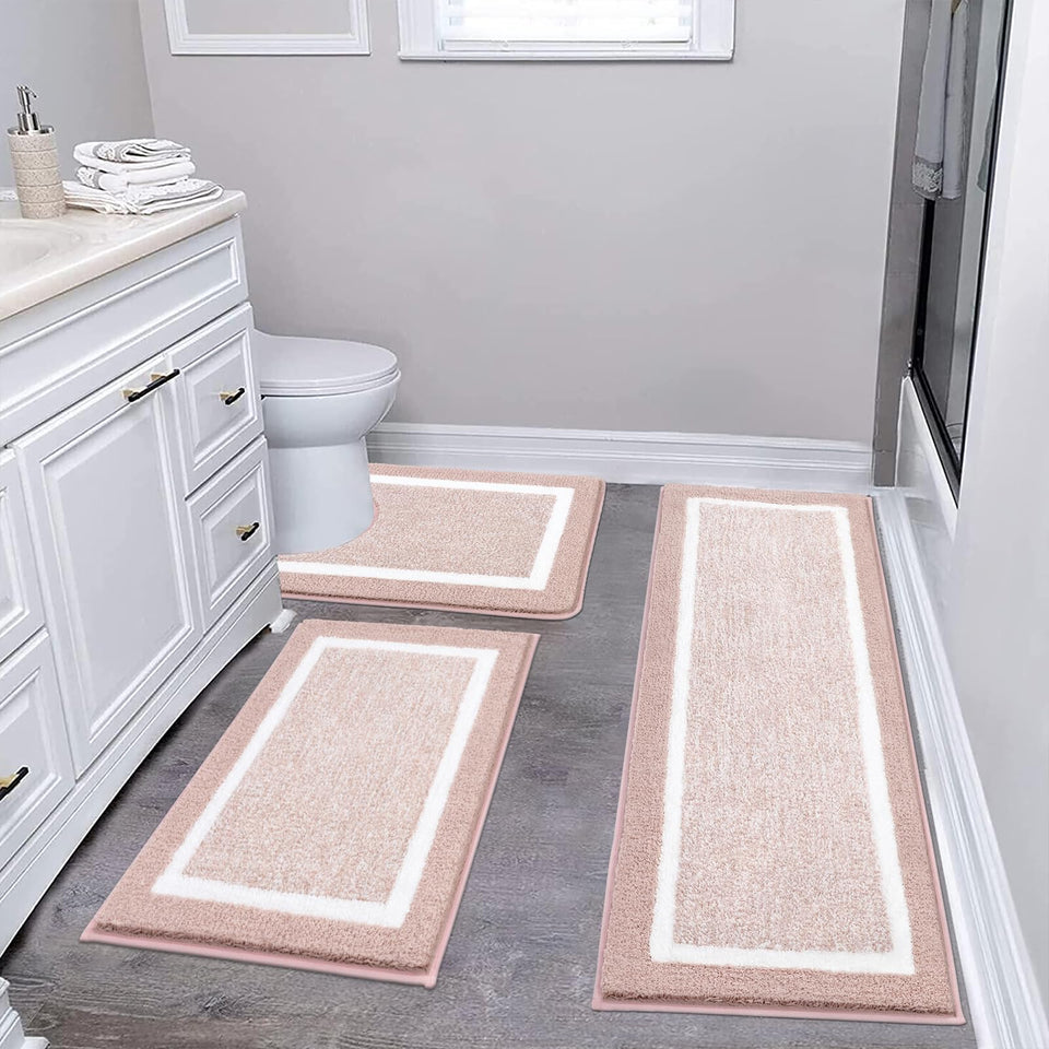 Pauwer soft plush bath mat set with ultra-soft texture for foot comfort