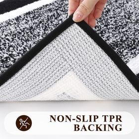 Pauwer U-shaped contour toilet mat completes the set for practical coverage.