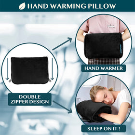 PAVILIA dual-zip pouch doubles as a hand warmer cushion.