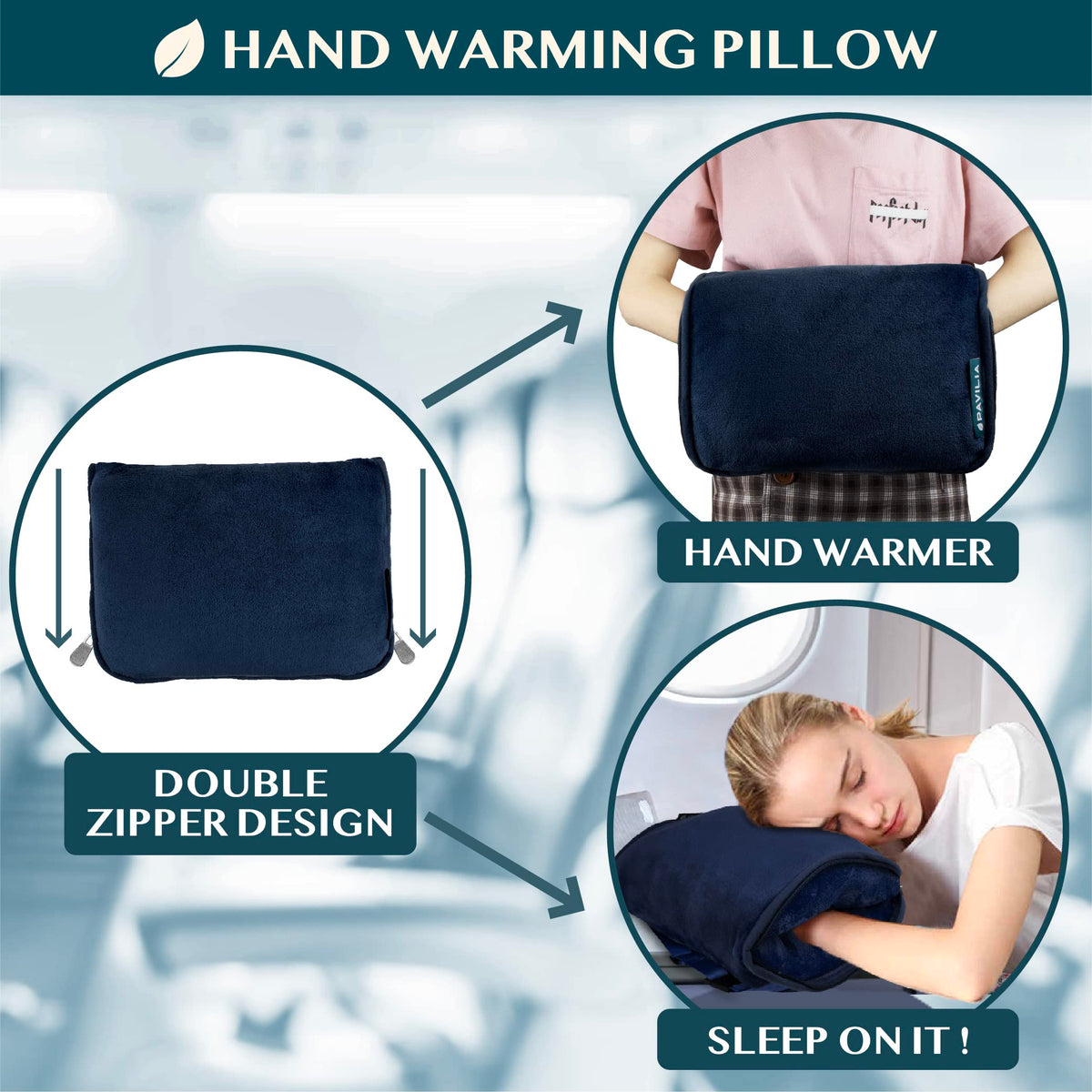 PAVILIA blanket with luggage strap keeps it secure on bags.