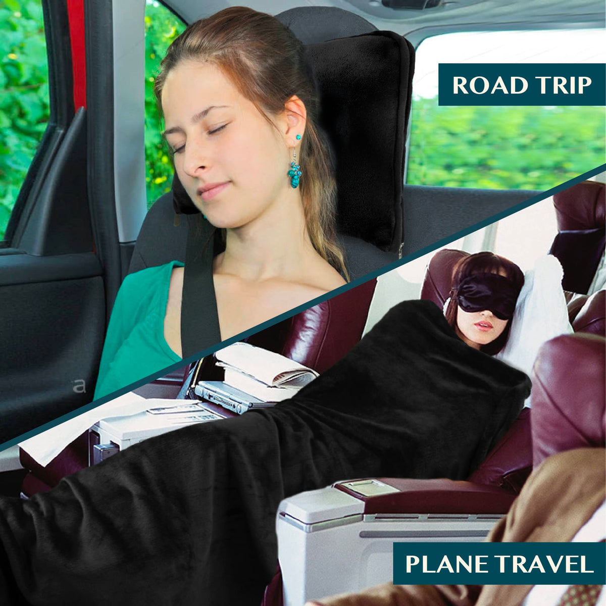 PAVILIA luggage strap attachment keeps the blanket secure on bags.