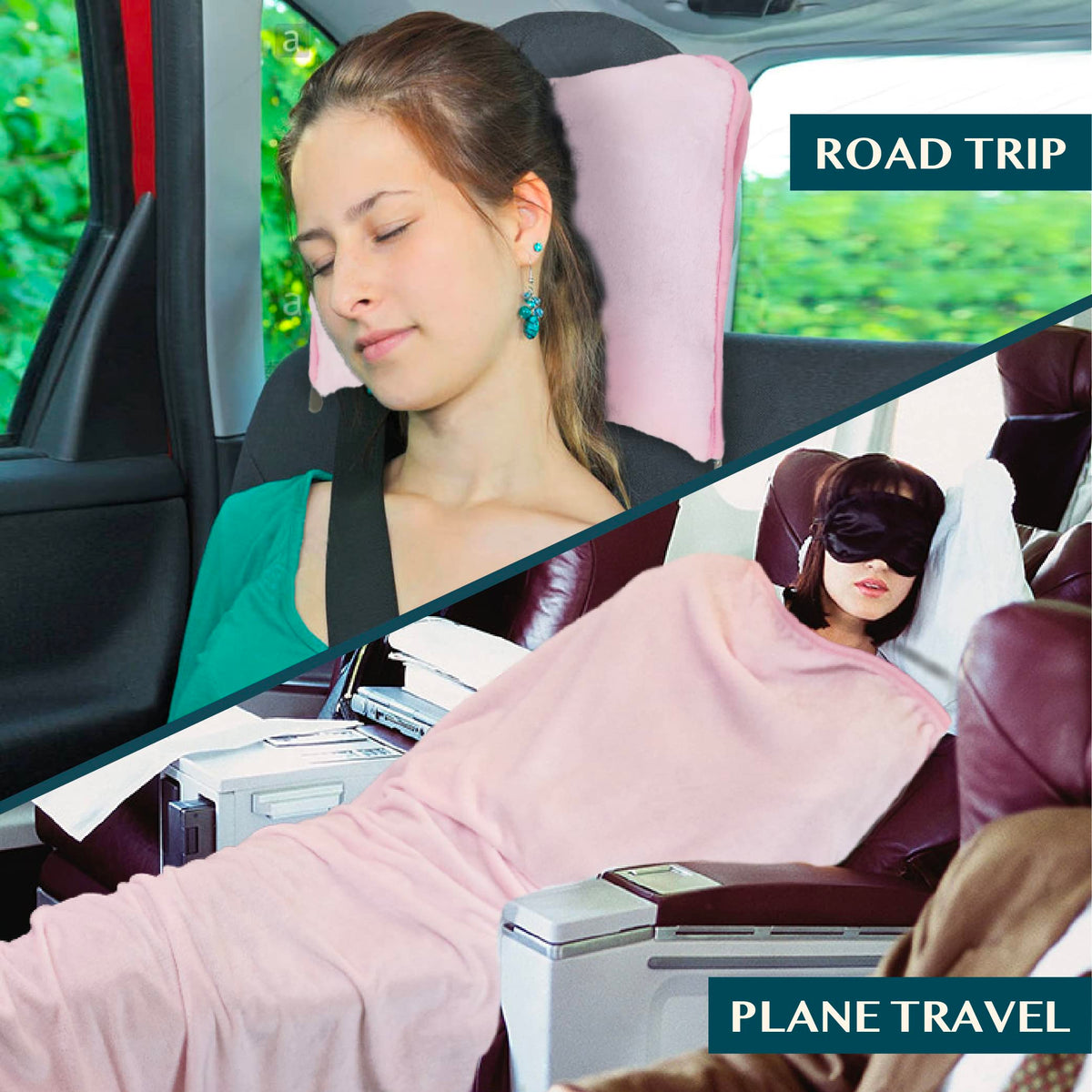 PAVILIA luggage strap secures blanket to suitcase or backpack.