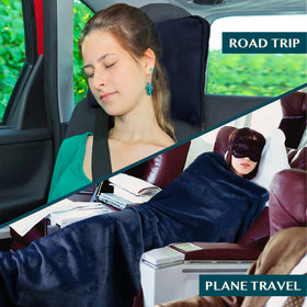 PAVILIA built-in pillow pouch converts the blanket into a headrest.