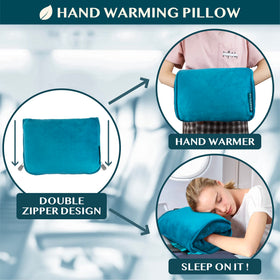 PAVILIA teal travel blanket strapped to luggage for easy transit