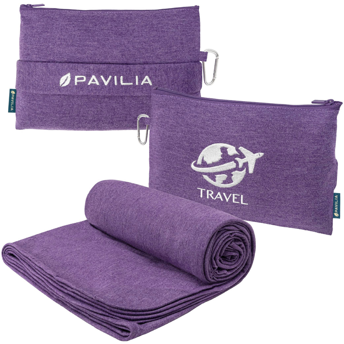 PAVILIA travel blanket unfolded to 65x40 inches for plane seating warmth