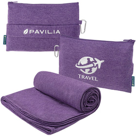 PAVILIA travel blanket unfolded to 65x40 inches for plane seating warmth
