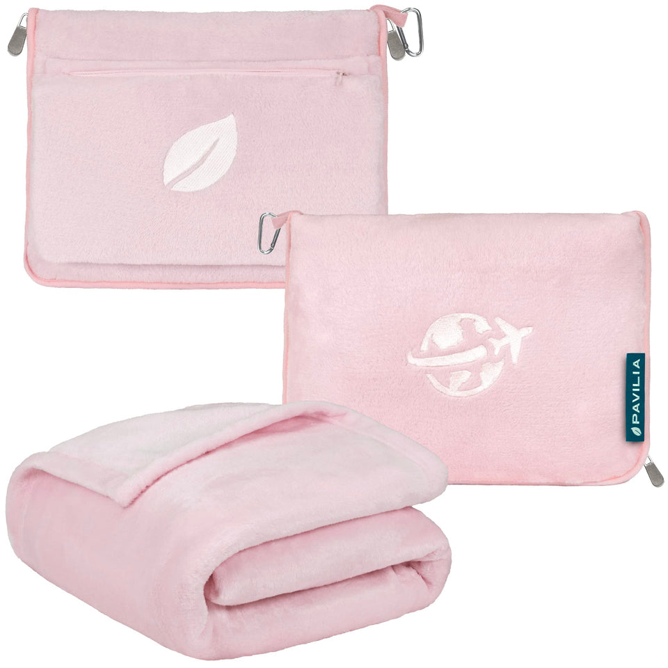 PAVILIA travel blanket with arm holes for easy wear during flight