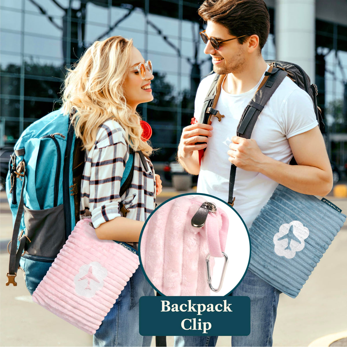 PAVILIA travel blanket back pocket for small items during travel