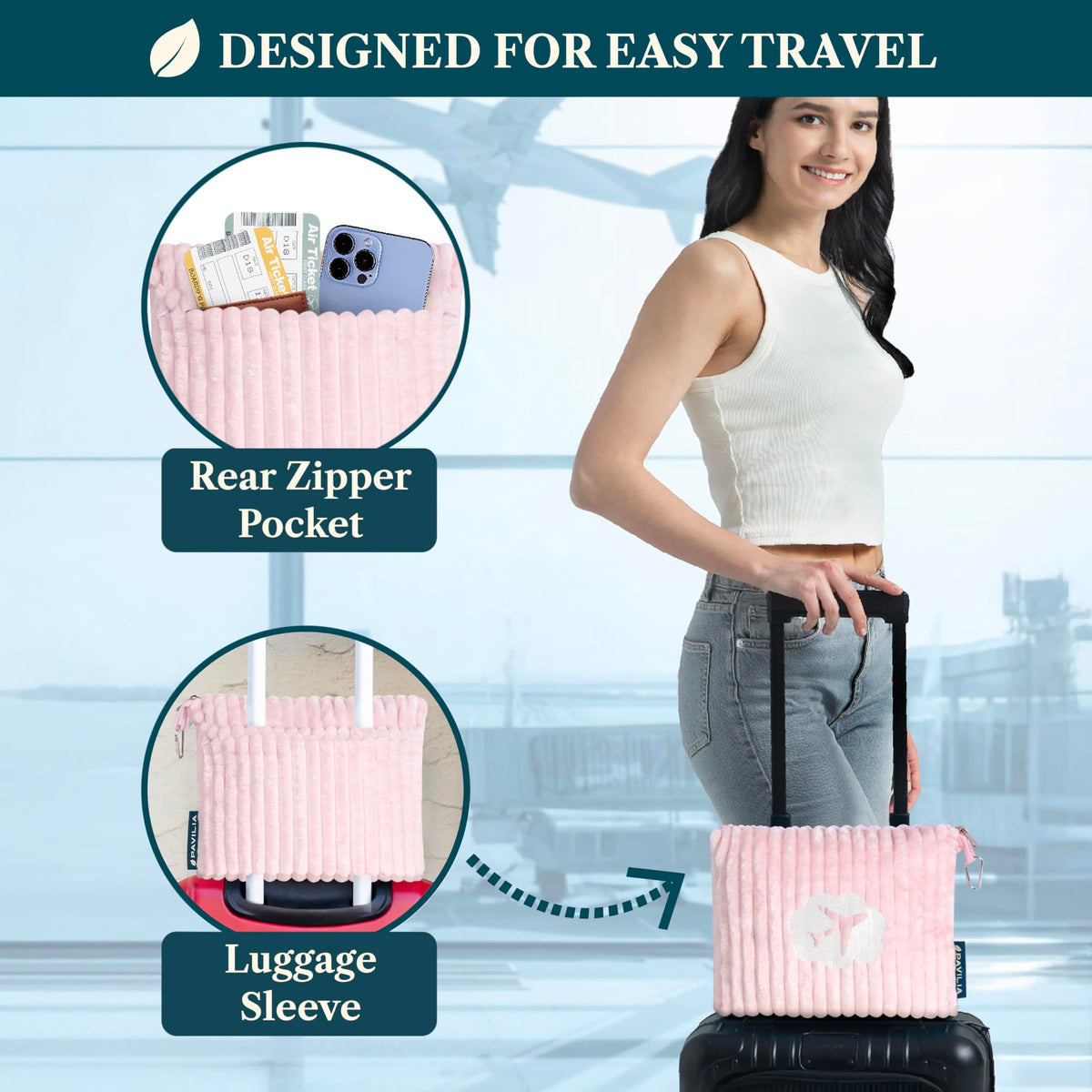 PAVILIA travel blanket front pocket for easy access to essentials