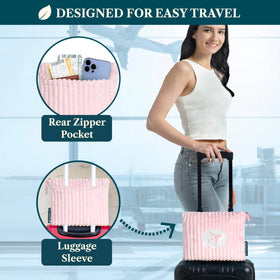 PAVILIA travel blanket front pocket for easy access to essentials