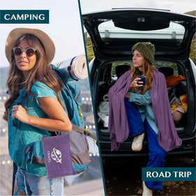 PAVILIA luggage sleeve clip secures blanket to luggage