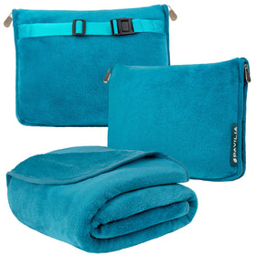 PAVILIA travel blanket pillow setup for dual use on the go