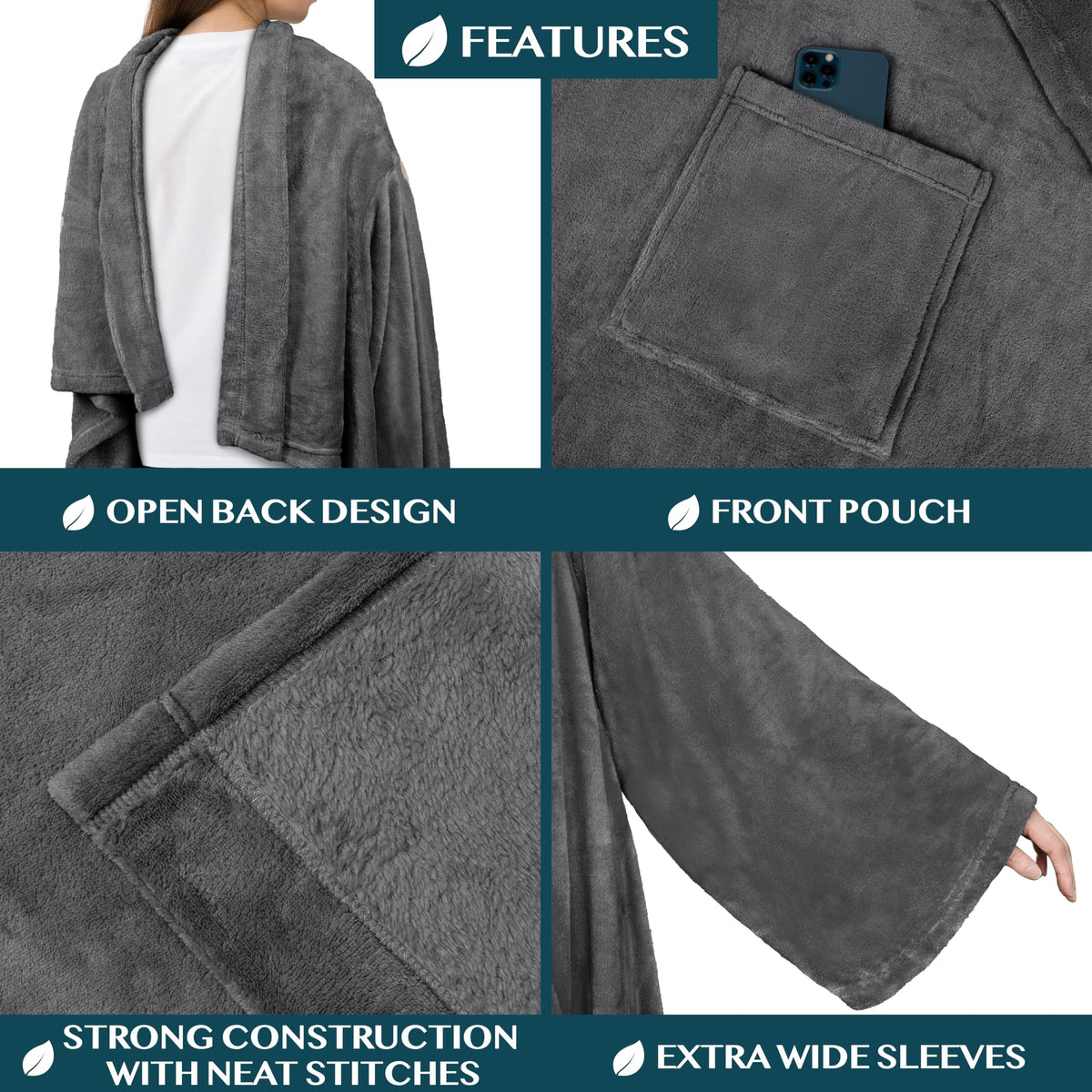 PAVILIA cozy fleece fabric feels soft against skin.