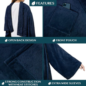 PAVILIA wearable blanket open back design allows easy wearing.