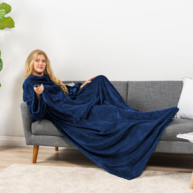 PAVILIA wearable blanket ideal for travel and airplane comfort.