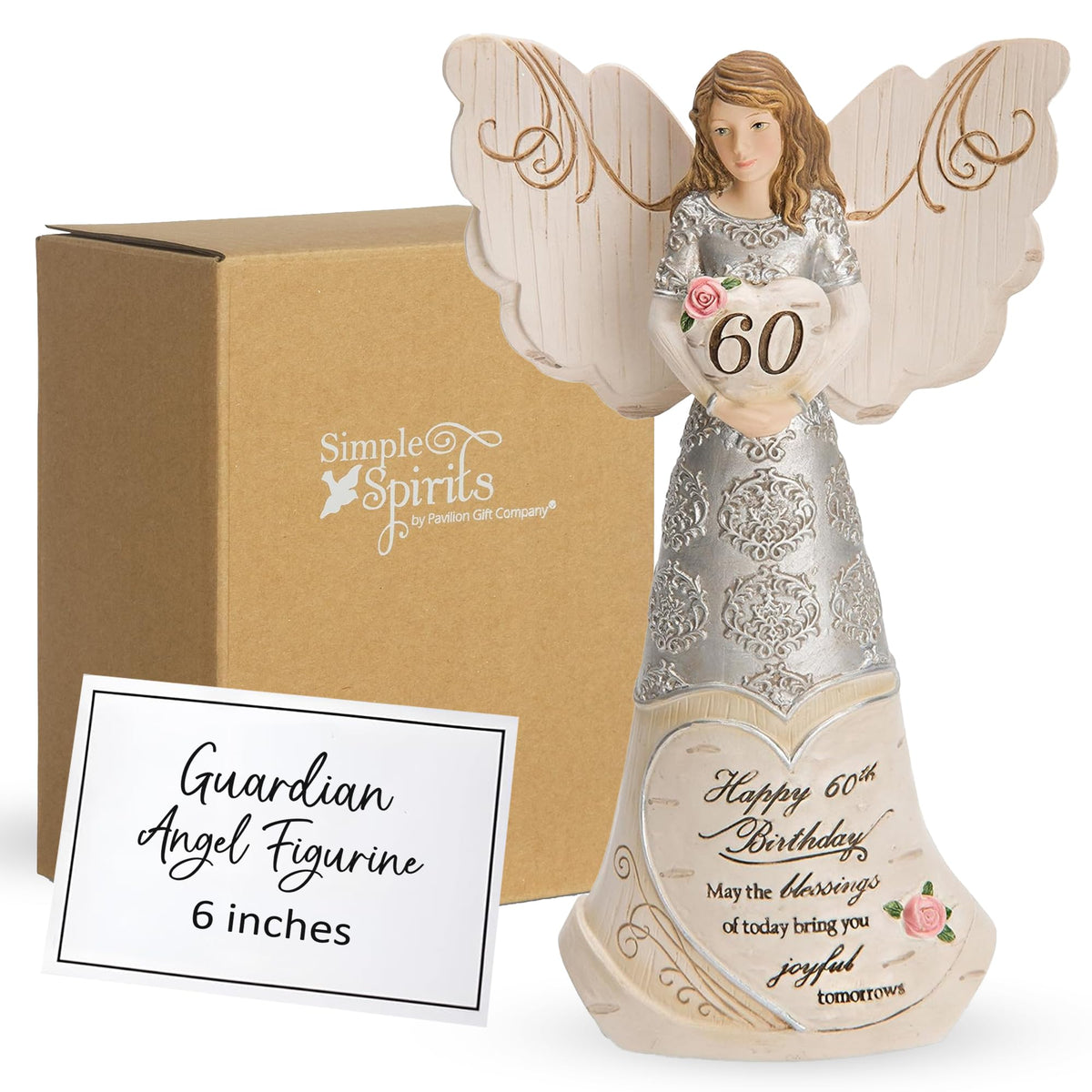 Pavilion Elements Guardian Angel Figurine with birchwood accents enhances warm indoor decor