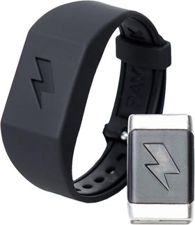 Pavlok Shock Clock 2 on nightstand with bright display aids quick wake-ups.