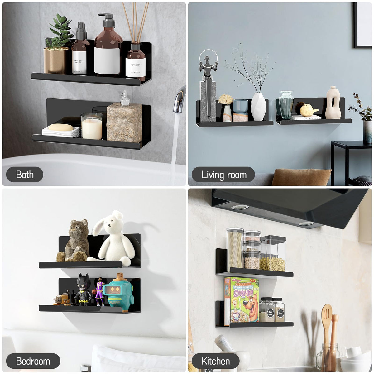 PAVSTINE adhesive wall shelf ideal for displaying cosmetics, spices, or office supplies