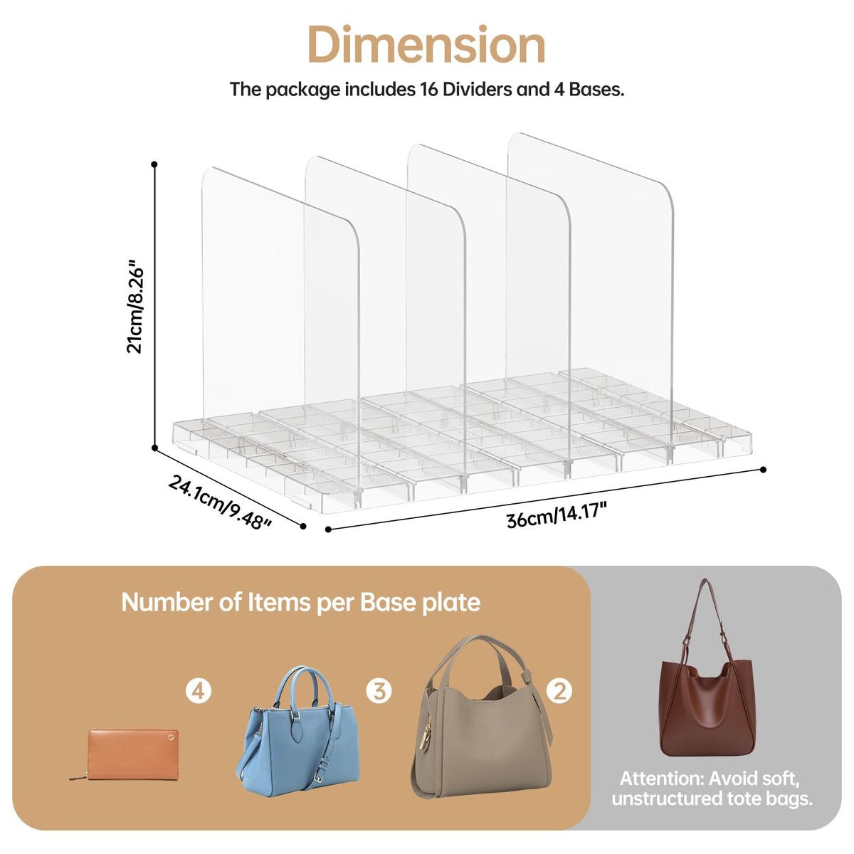 PAVSTINE stackable divider base showing customizable compartments for bags