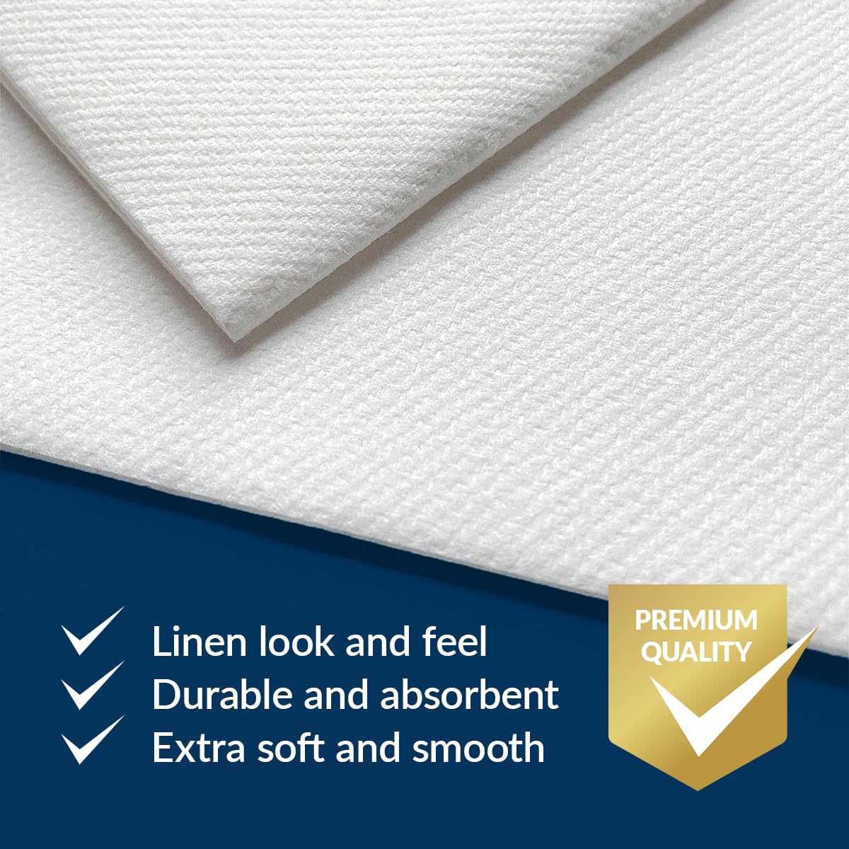 PAW Decor napkins folded to 4x8 inches with built-in pocket for flatware.