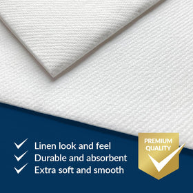 PAW Decor napkins folded to 4x8 inches with built-in pocket for flatware.