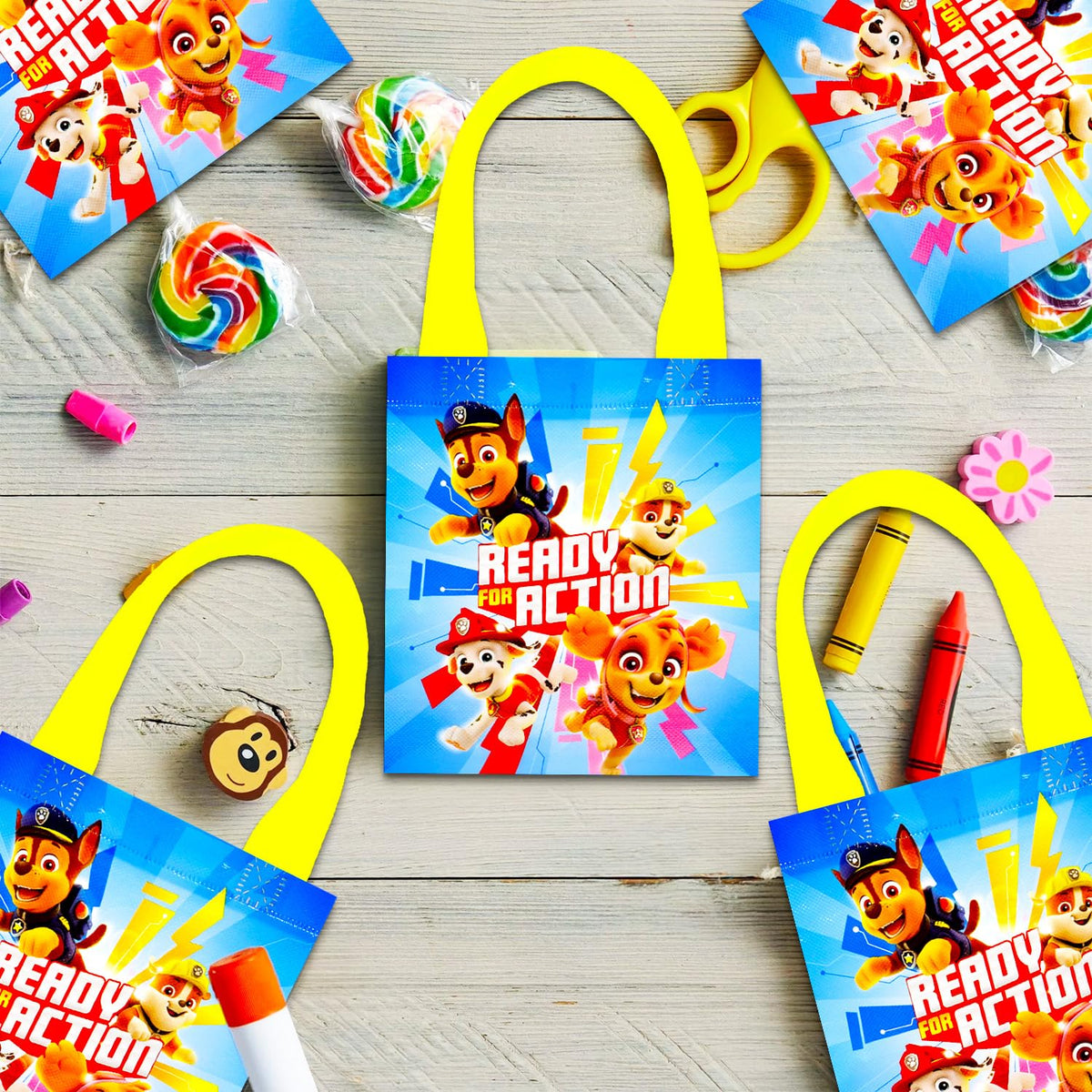 Paw Patrol mini tote bag shown at 8 by 7 by 3.25 inches