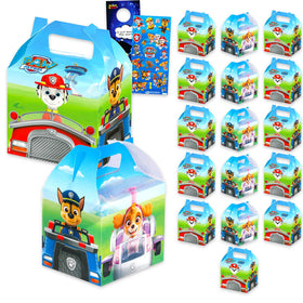 Paw Patrol treat box set cover art featuring bright characters for party decor and organization.