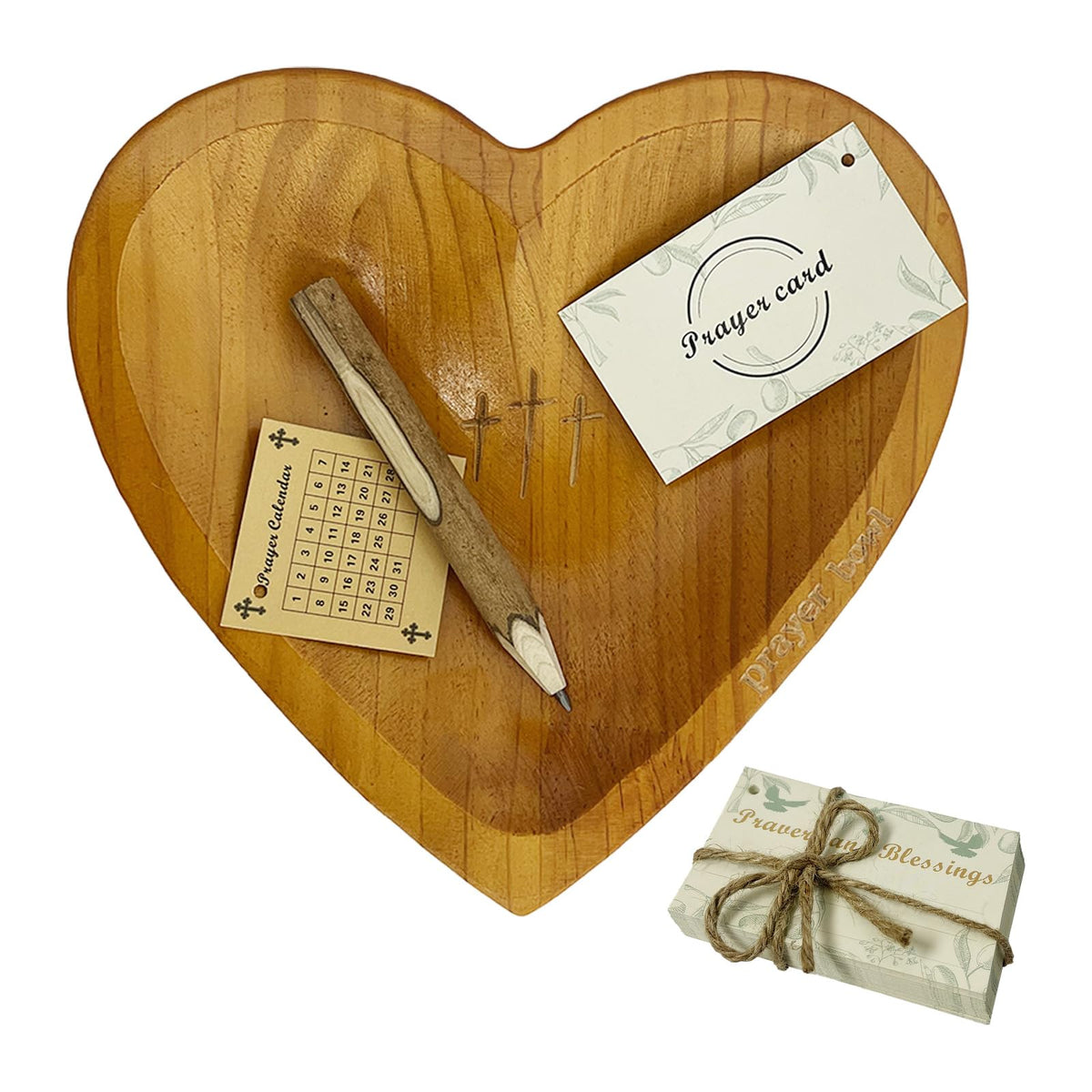 Pawnoc Heart Prayer Bowl: handcrafted wooden bowl with heart shape for meaningful prayer spaces.