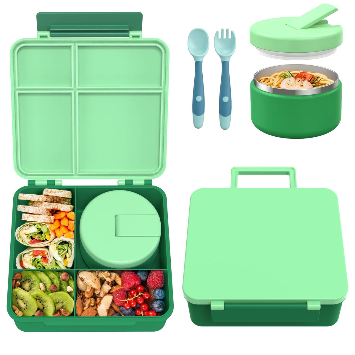 Pawtong Bento lunch box with 8oz soup thermo keeps meals warm for school.