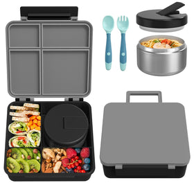 Pawtong Bento lunchbox exterior grey shows a durable, leakproof design for school meals.