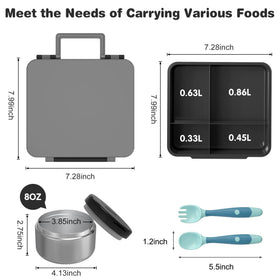 Pawtong four-compartment lunchbox keeps foods separated to preserve flavors.