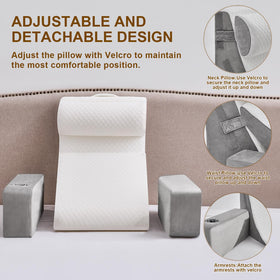 Paxato bedrest pillow features a convenient carry handle for easy transfer.