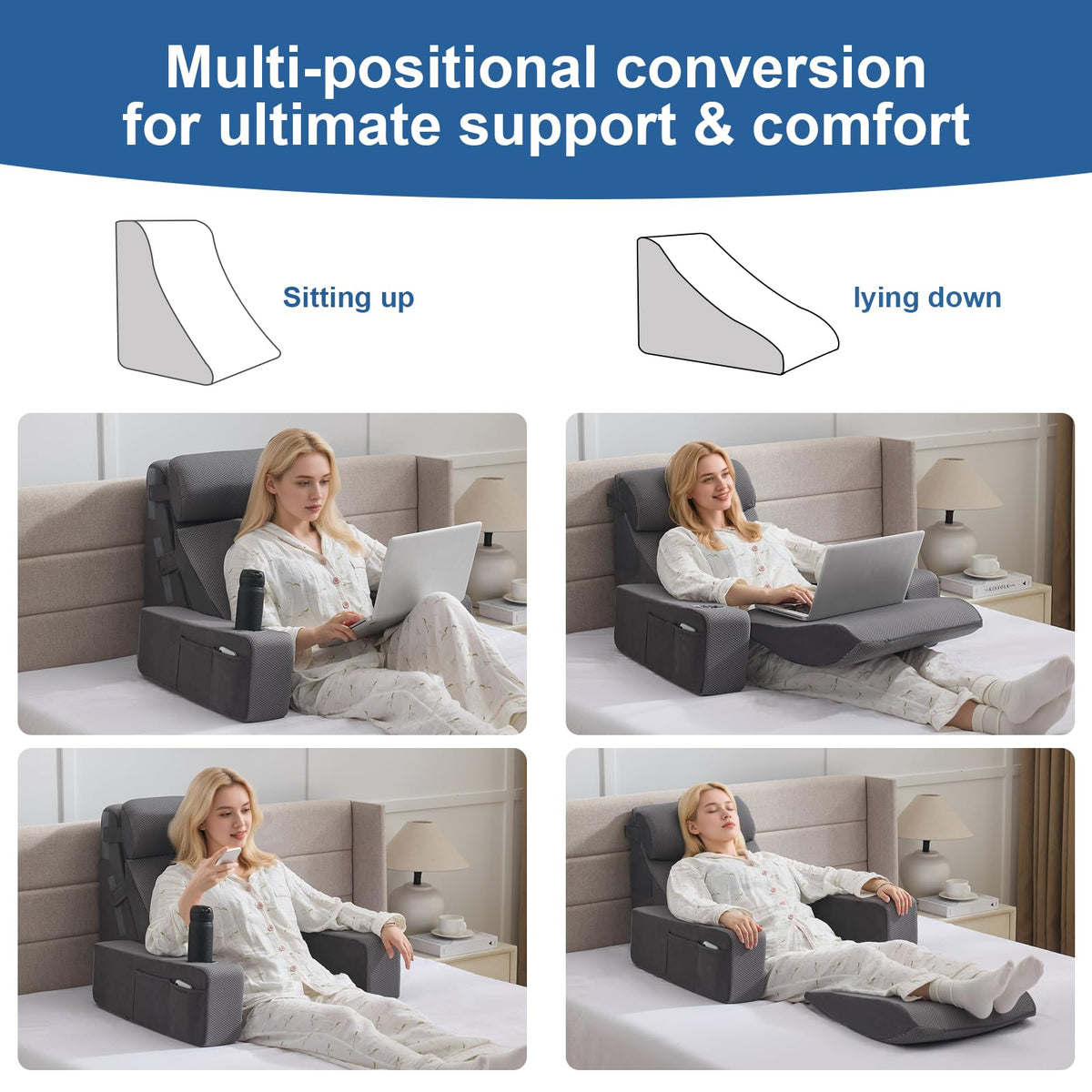 Paxato pillow chair for bed creates a compact, comfy study or relaxation setup