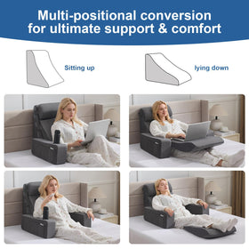Paxato pillow chair for bed creates a compact, comfy study or relaxation setup