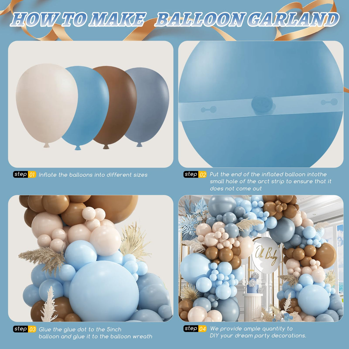 PAXILE 10-inch mixed-color balloons adding depth to balloon arch designs.