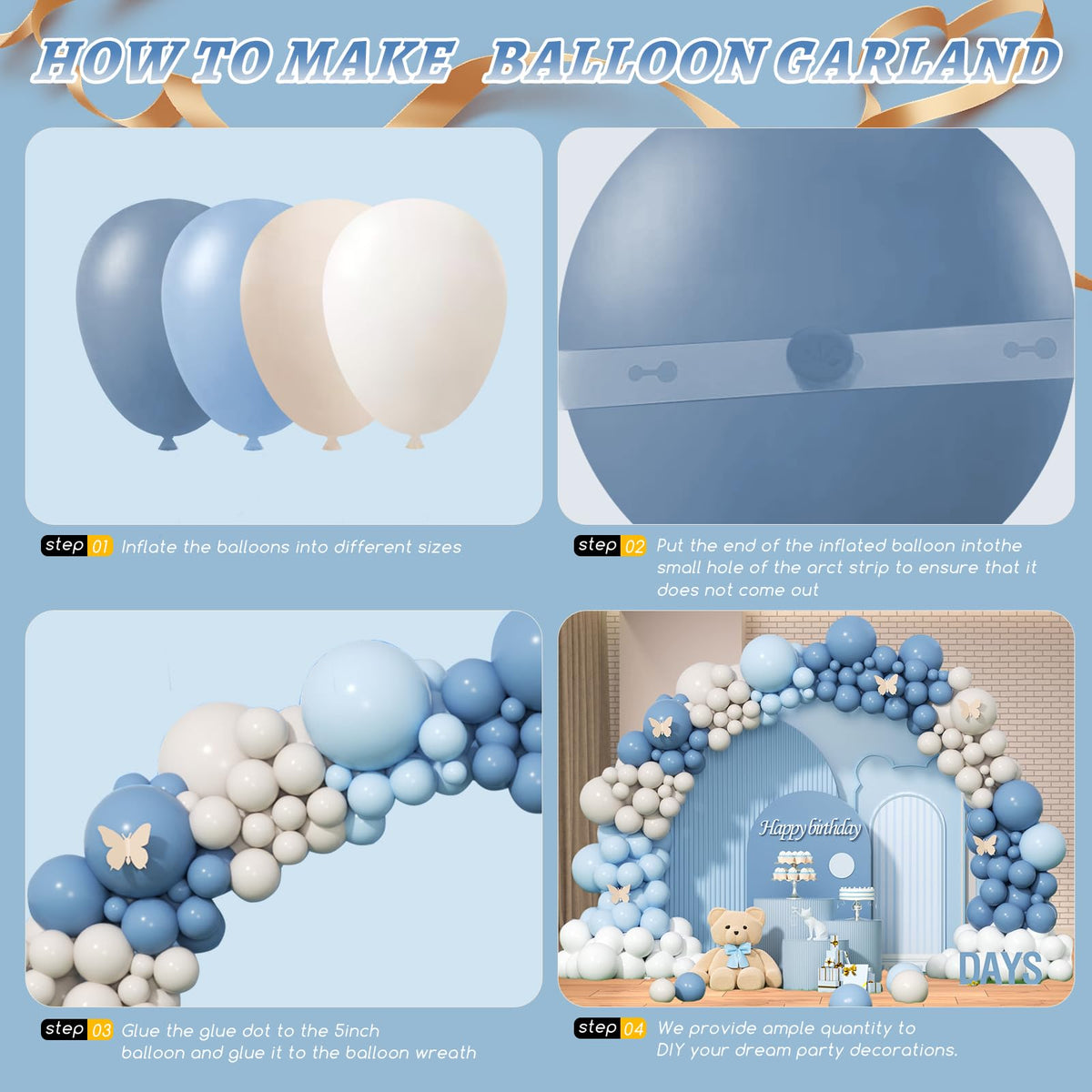 PAXILE macaron blue balloons add soft color accents to garlands