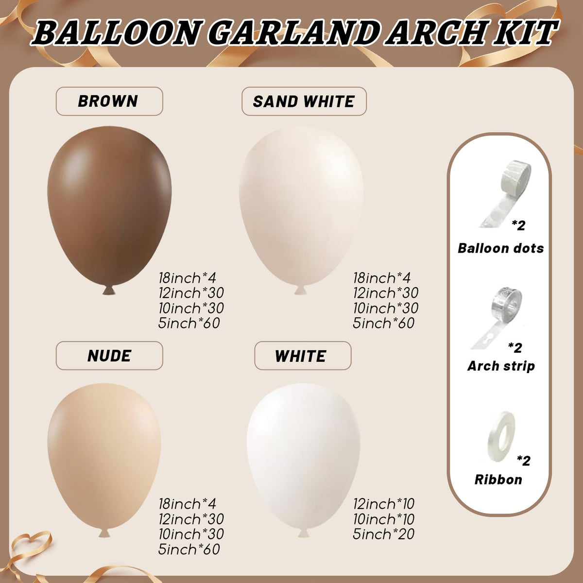 Paxile neutral balloon arch kit 12-inch nude balloons for soft, modern event styling