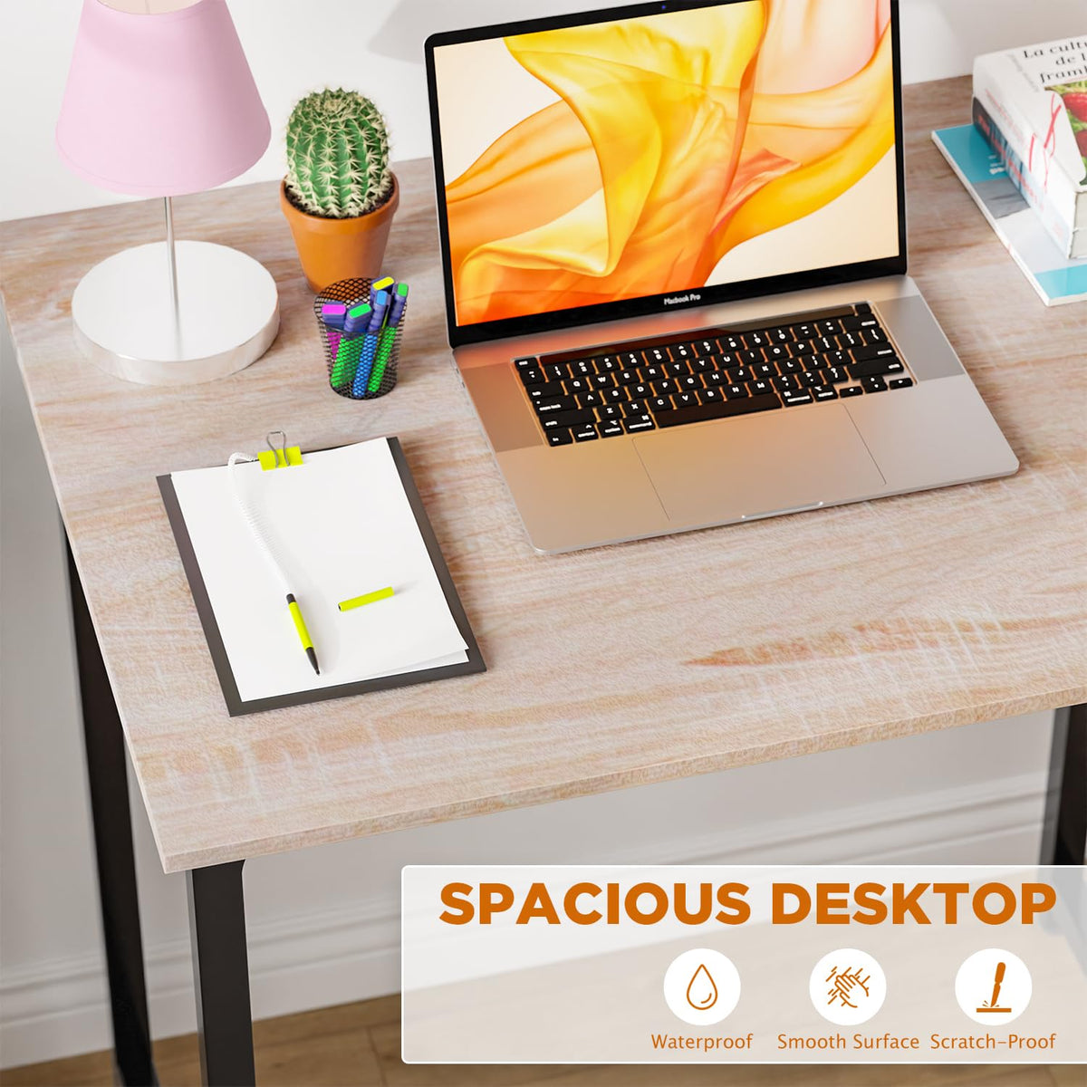 PayLessHere 32-Inch Computer Desk adjustable-feet illustrate wobble-free stability on different floors